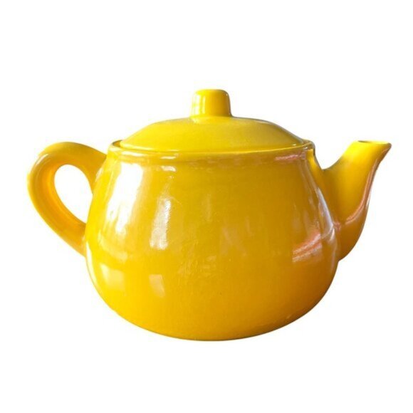 1960s Flower Power Yellow Daisy Flower Ceramic Tea Pot Decor Planter Bohemian - Picture 3 of 7